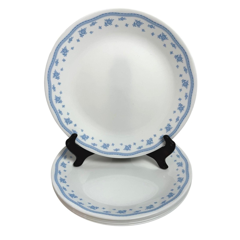 Corelle Corning Morning Blue Floral 10.25 Dinner Plates Set of 6 Made in USA